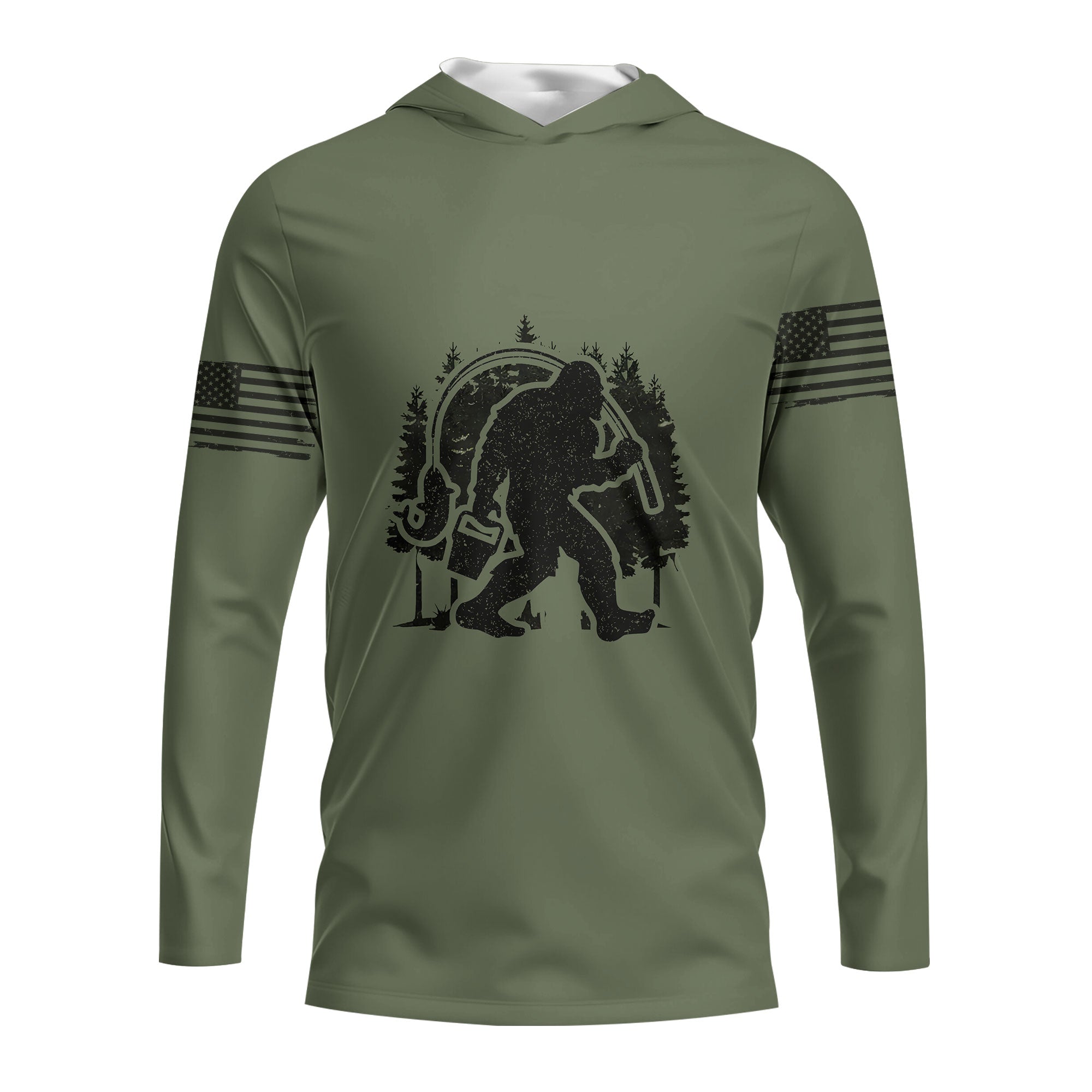 Forest Bigfoot Fishing All Over Print Shirt