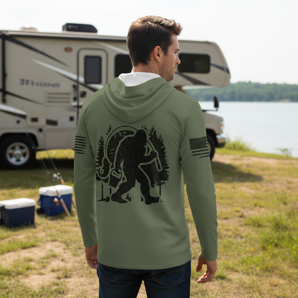 Forest Bigfoot Fishing All Over Print Shirt