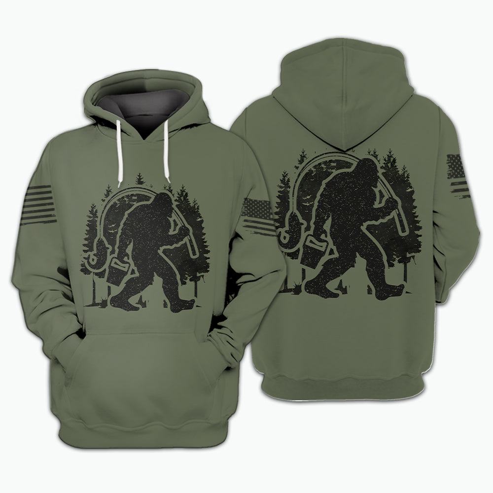 Forest Bigfoot Fishing All Over Print Shirt