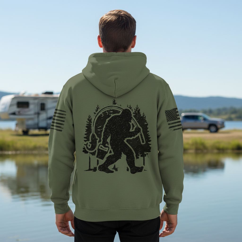 Forest Bigfoot Fishing All Over Print Shirt
