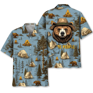 Camping Bear I Hate People Hawaiian Shirt
