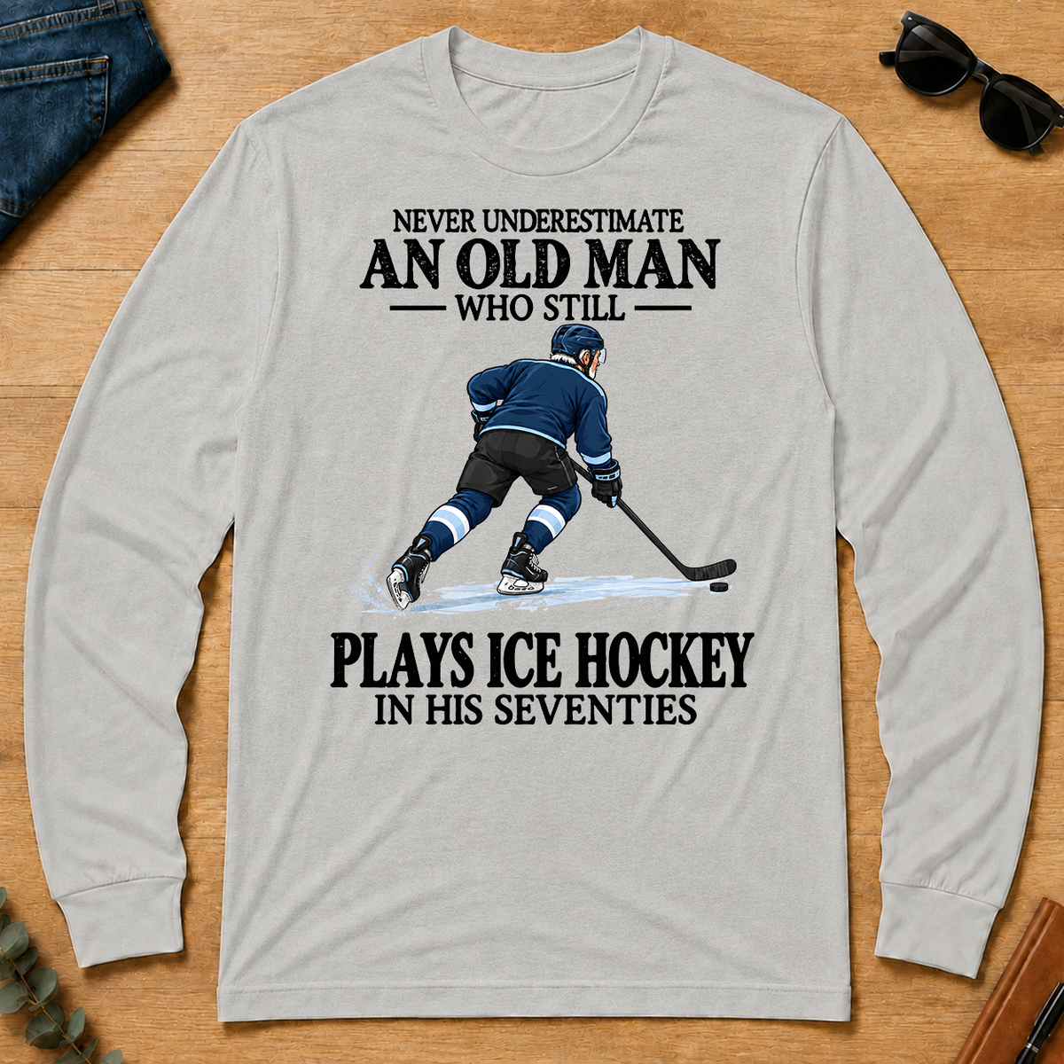 An Old Man Still Plays Ice Hockey In His Seventies - ash - LST2D-Ash