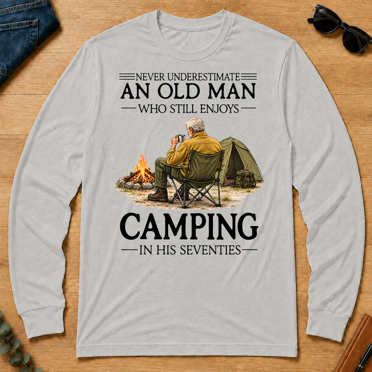 An Old Man Who Still Enjoys Camping In His Seventies - ash - LST2D-Ash