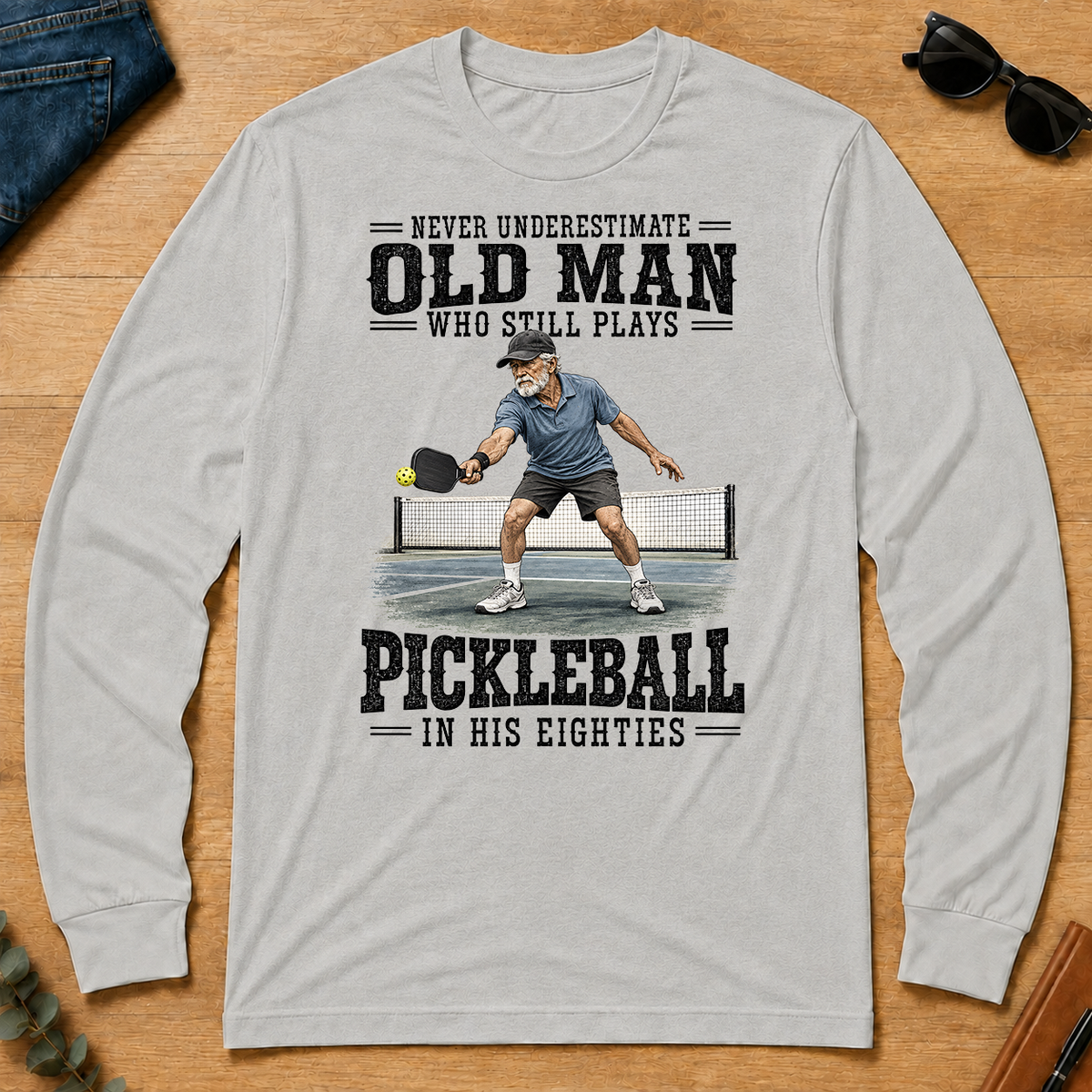 Old Man Plays Pickleball In His Eighties - ash - LST2D-Ash