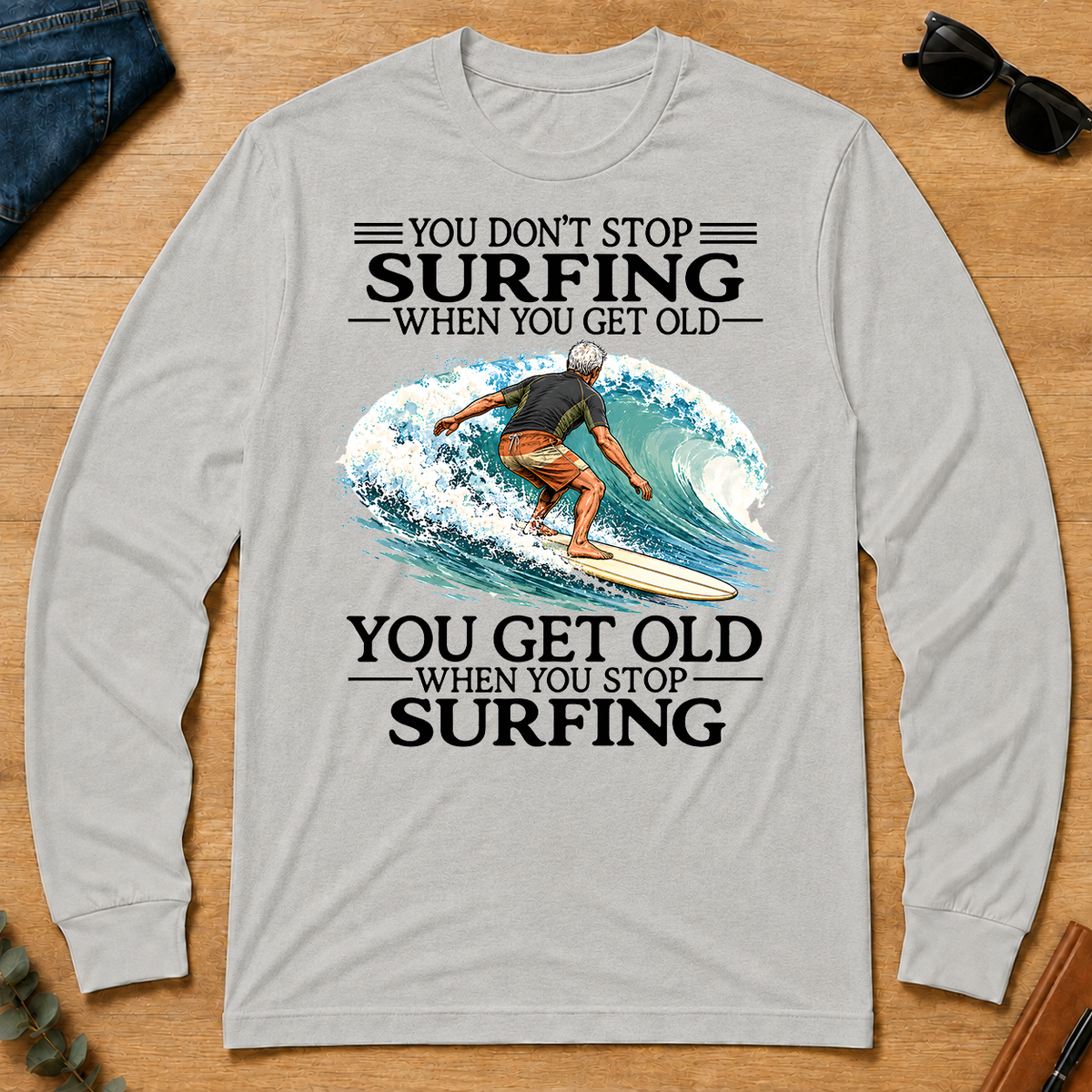 Don't Stop Surfing Vintage Art - ash - LST2D-Ash