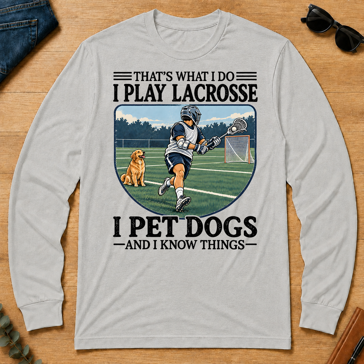 I Play Lacrosse And I Pet Dog - ash - LST2D-Ash
