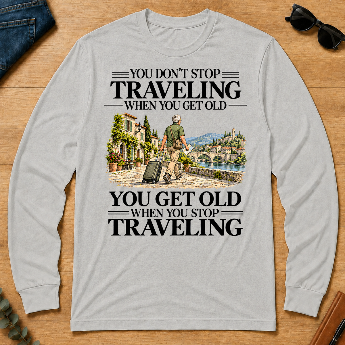Don't Stop Traveling Vintage Art - ash - LST2D-Ash