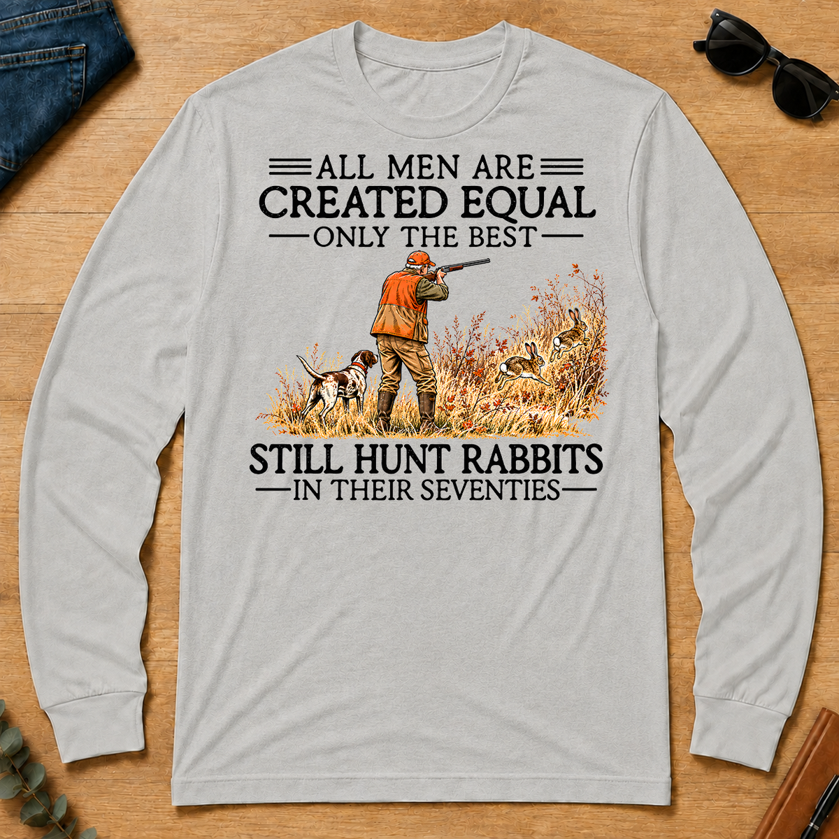 All Men Are Created Equal Rabbits Hunting 70s Vintage - ash - LST2D-Ash