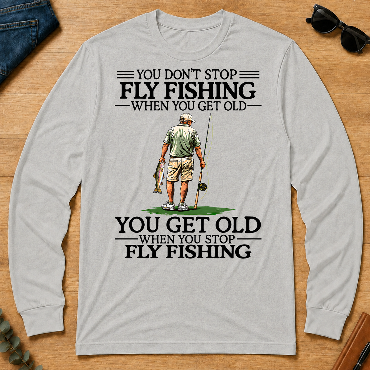 Don't Stop Fly Fishing Vintage - ash - LST2D-Ash