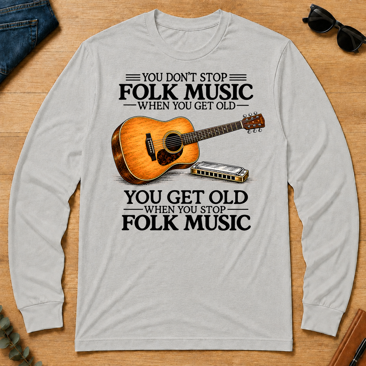 Don't Stop Playing Folk Music Vintage Art - ash - LST2D-Ash