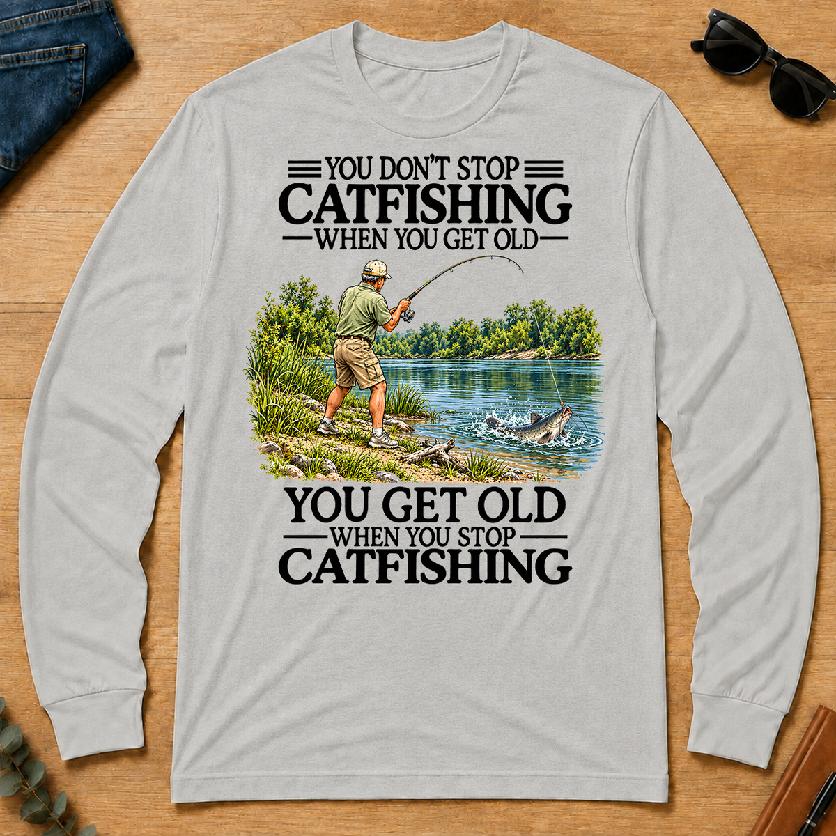 Don't Stop Cat Fishing Vintage - ash - LST2D-Ash