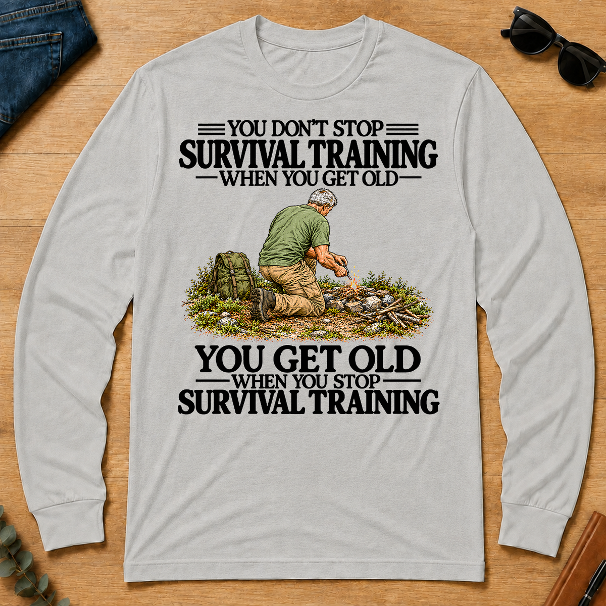 Don't Stop Survival Training Vintage Art - ash - LST2D-Ash