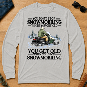 Don't Stop Snowmobiling Vintage Art - ash - LST2D-Ash