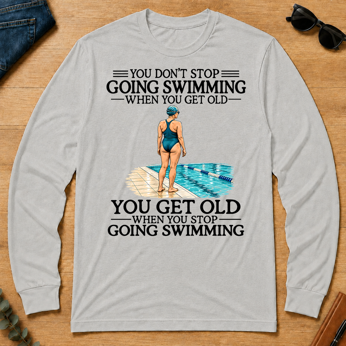 Don't Stop Going Swimming Woman - ash - LST2D-Ash