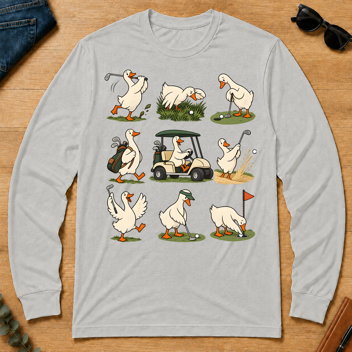 Funny Ducks Playing Golf - ash - LST2D-Ash