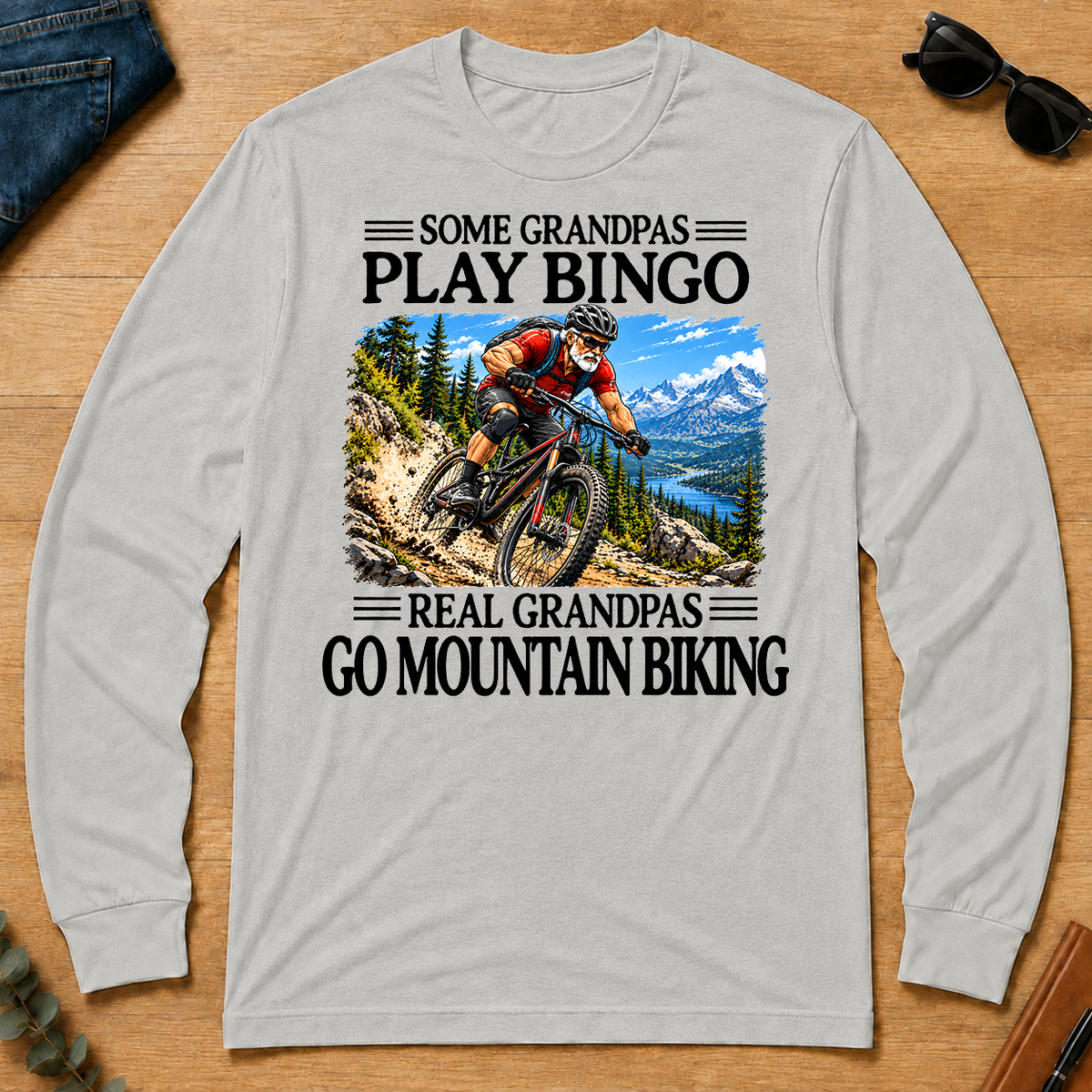 Some Grandpas Play Bingo Real Grandpas Go Mountain Biking - ash - LST2D-Ash