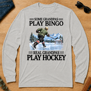 Some Grandpas Play Bingo Real Grandpas Play Hockey - ash - LST2D-Ash
