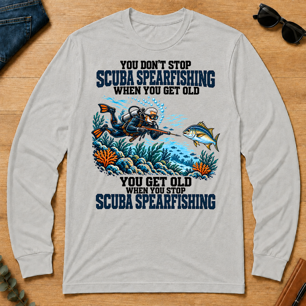 You Get Old When You Stop Scuba Spearfishing - ash - LST2D-Ash