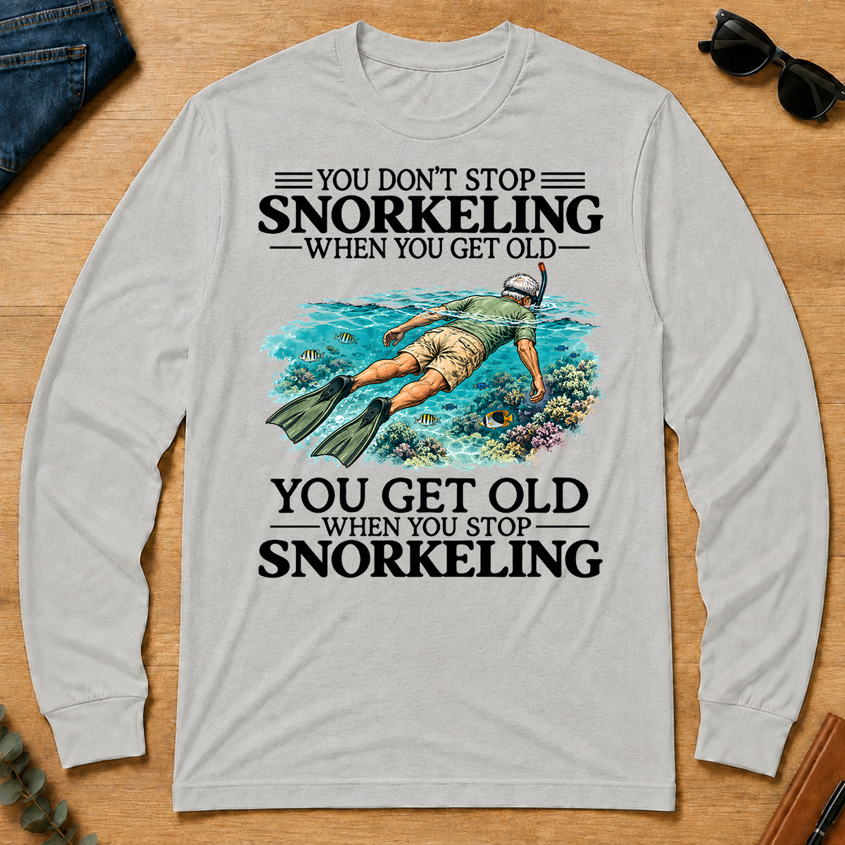 Don't Stop Snorkeling Vintage Art - ash - LST2D-Ash