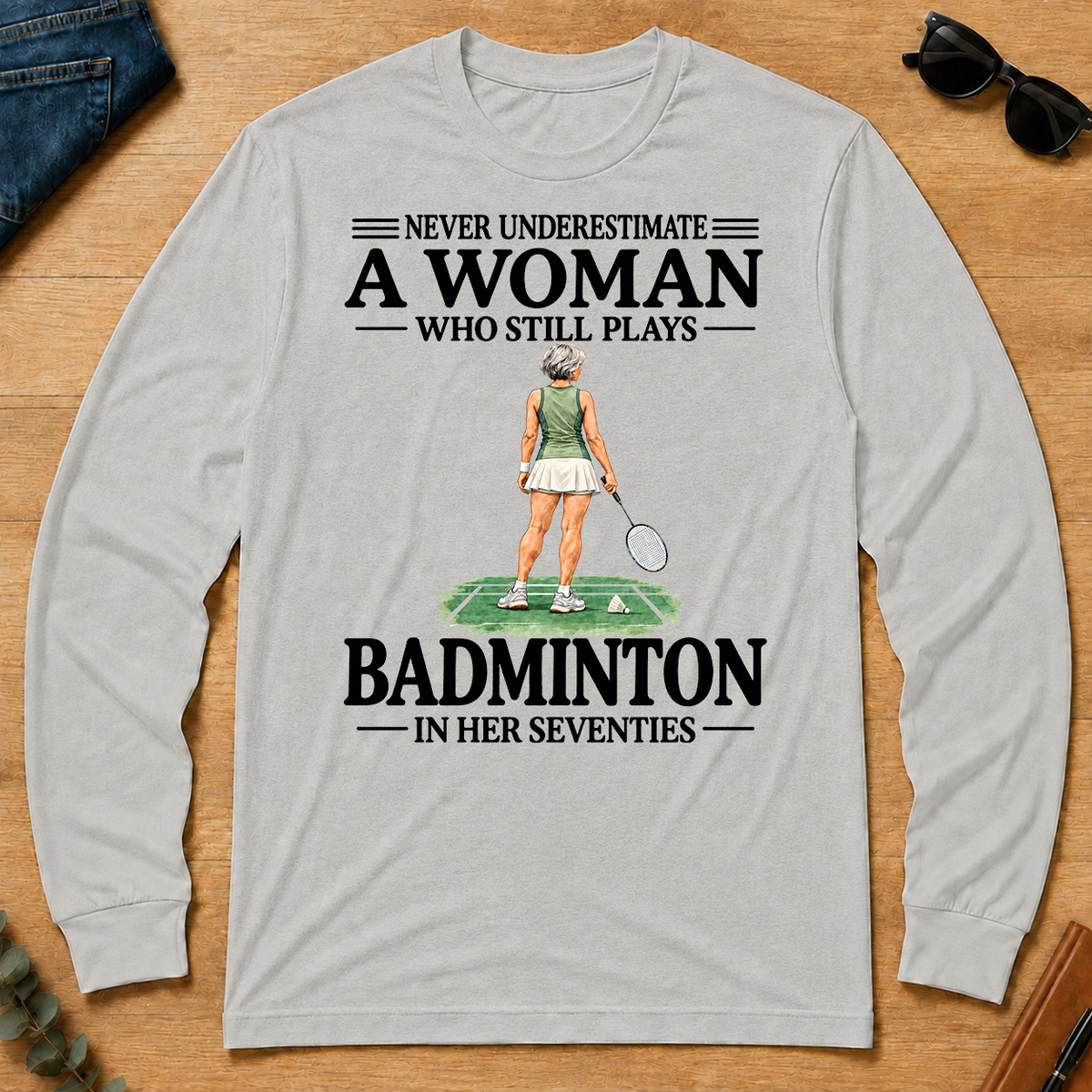 A Woman Still Plays Badminton In Her Seventies - ash - LST2D-Ash
