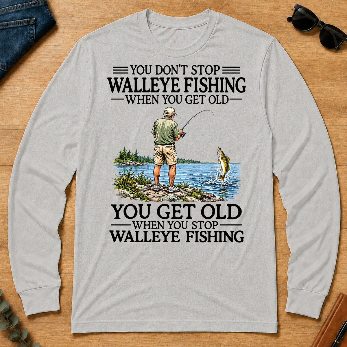 Don't Stop Walleye Fishing Vintage - ash - LST2D-Ash