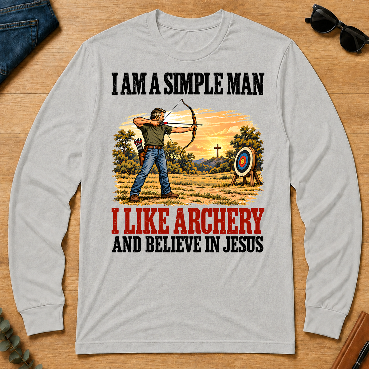 I Like Archery And Believe In Jesus - ash - LST2D-Ash
