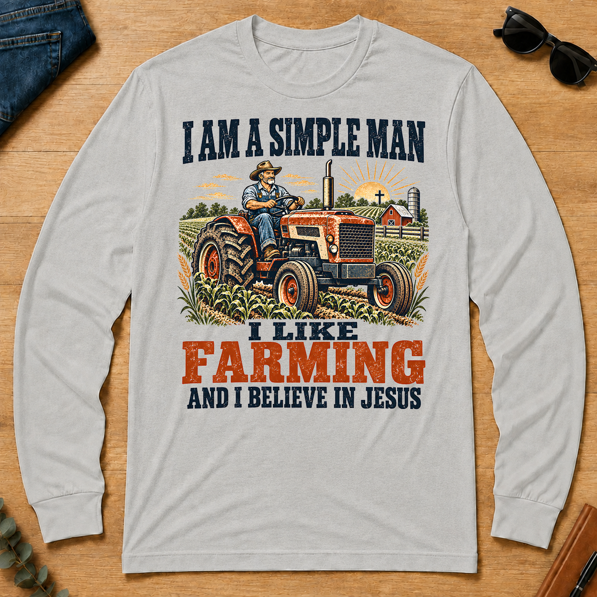 I Like Farming And Believe In Jesus - ash - LST2D-Ash
