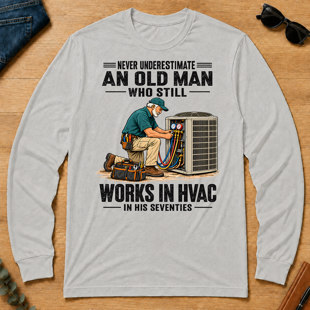 An Old Man Still Works In HVAC In His 70s - ash - LST2D-Ash