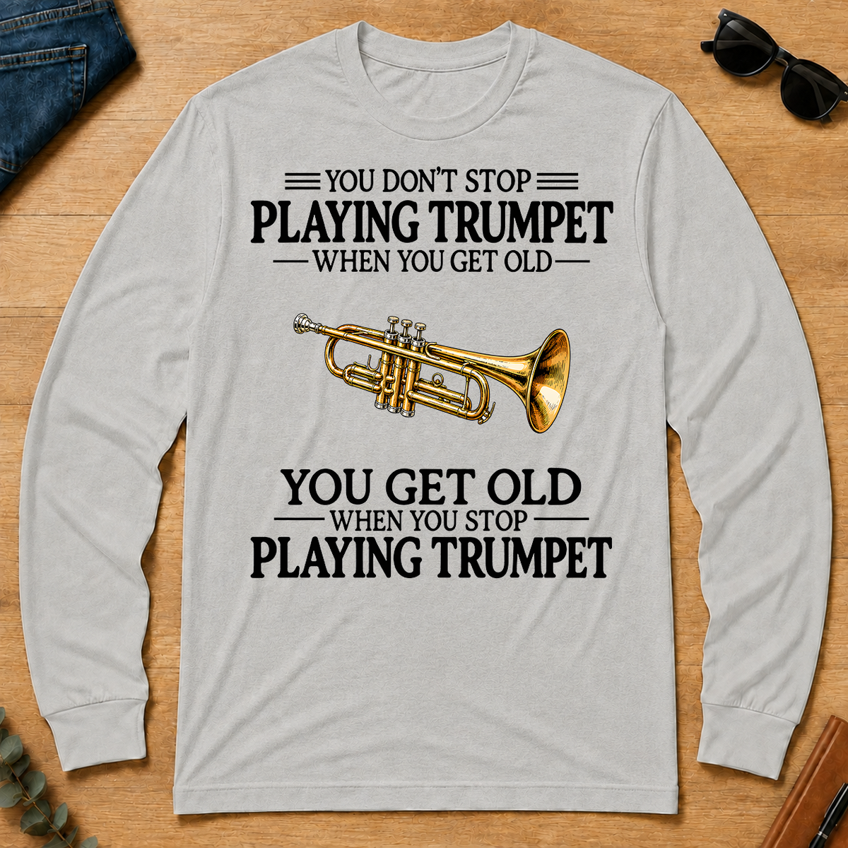 Don't Stop Playing Trumpet Vintage Art - ash - LST2D-Ash