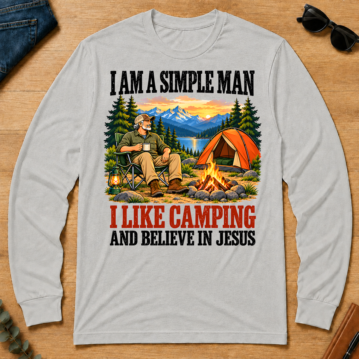 I Like Camping & Believe In Jesus - ash - LST2D-Ash