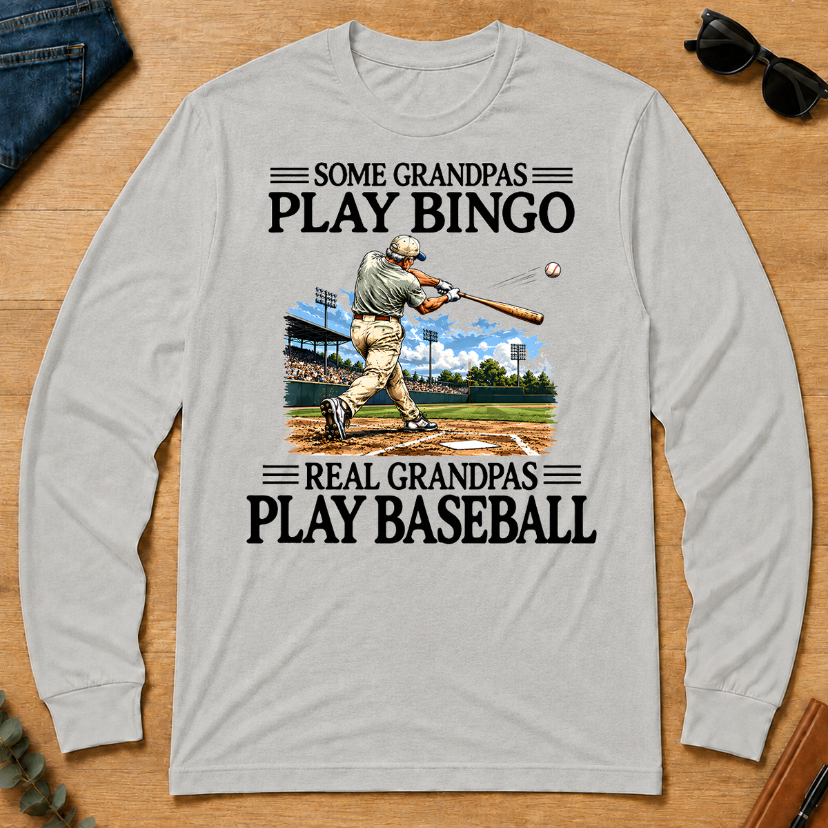Some Grandpas Play Bingo Real Grandpas Play Baseball - ash - LST2D-Ash
