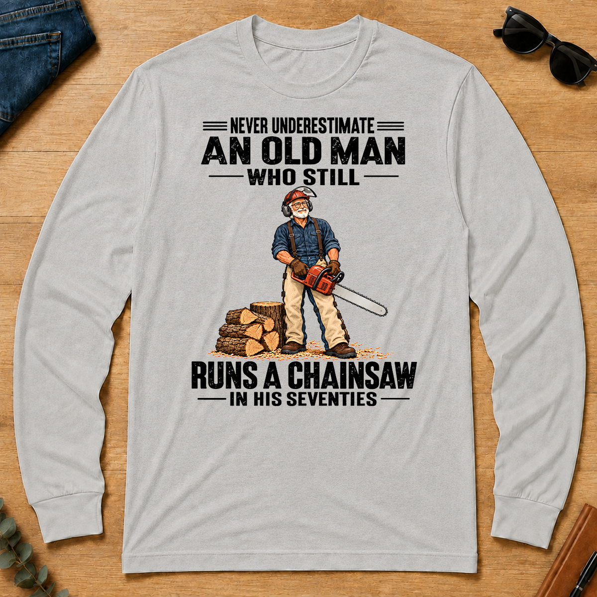 An Old Man Still Runs A Chainsaw In His 70s - ash - LST2D-Ash