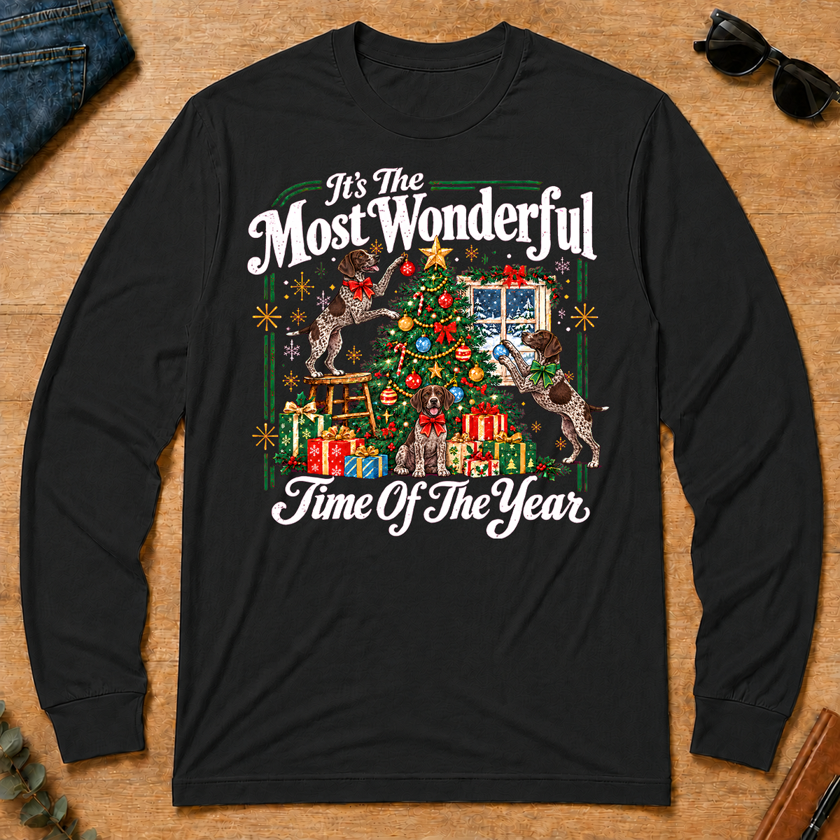 Wonderful Christmas German Shorthaired Pointer - black - LST2D-Black