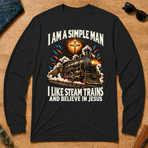 I Like Steam Trains & Believe In Jesus - black - LST2D-Black