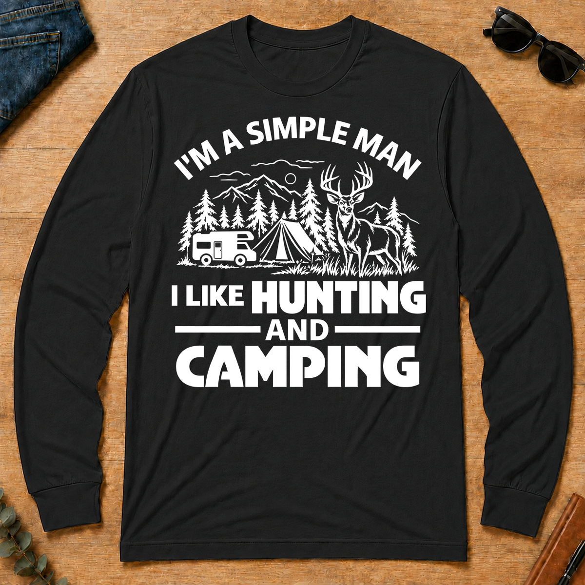 I Like Hunting And Camping - black - LST2D-Black