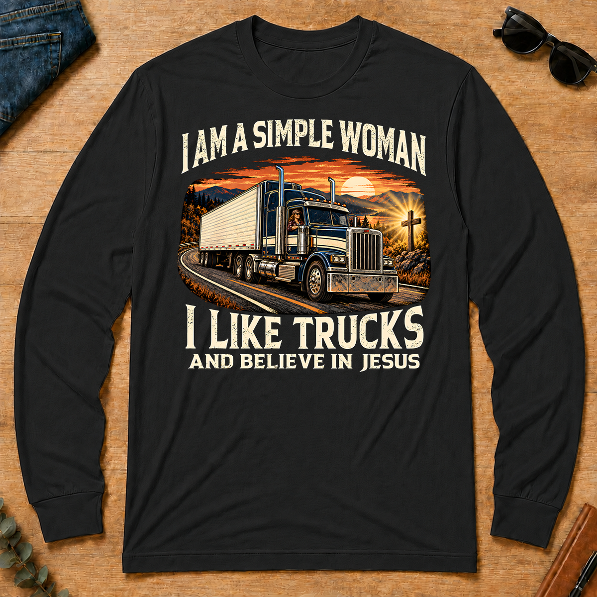 I Am Simple Woman I Like Trucks - black - LST2D-Black