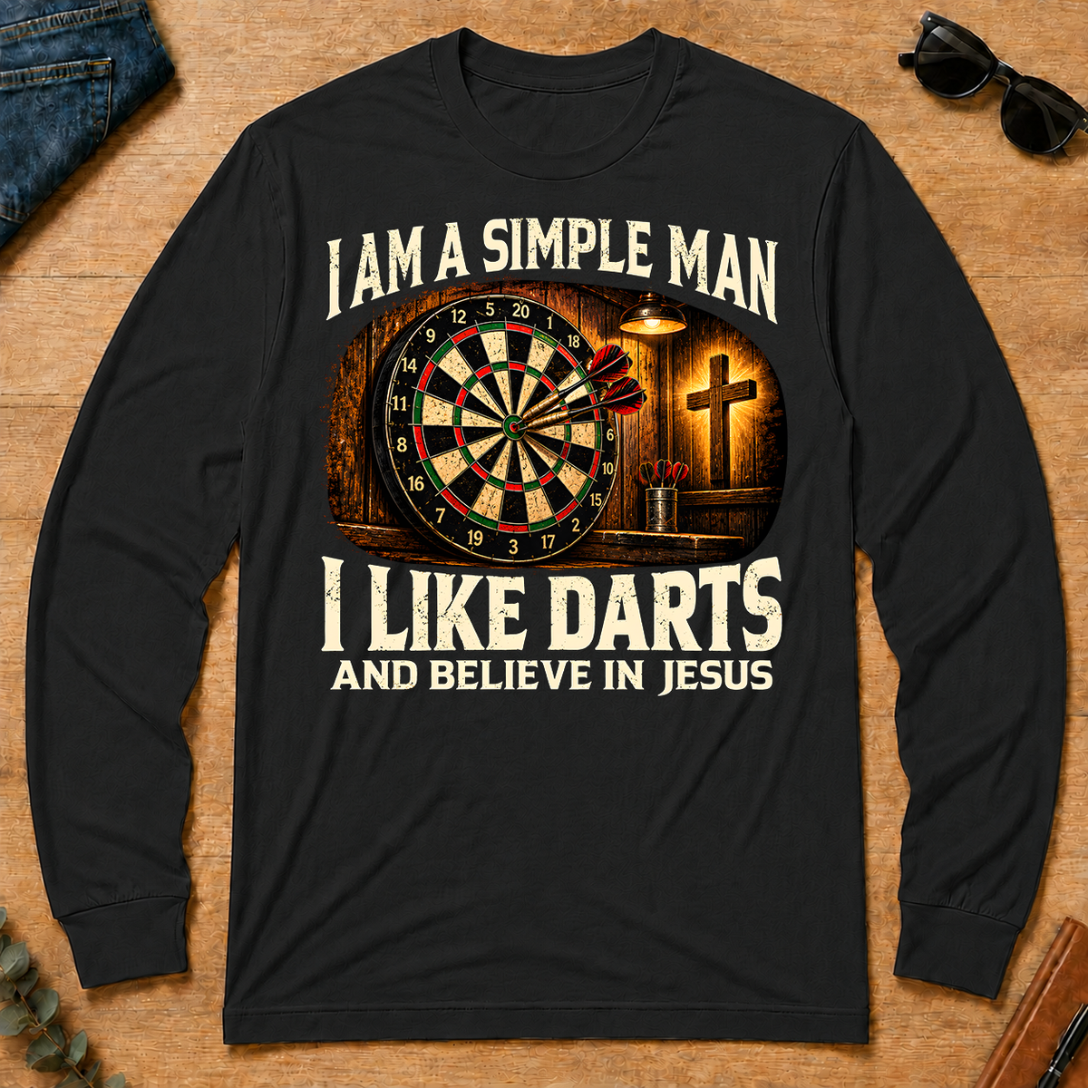 I Am Simple Man I Like Darts - black - LST2D-Black