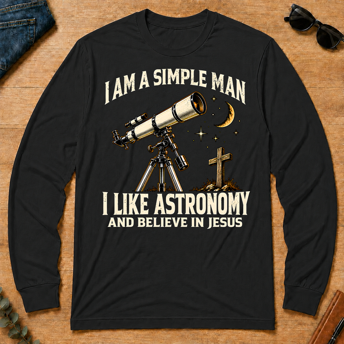I Am Simple Man I Like Astronomy - black - LST2D-Black