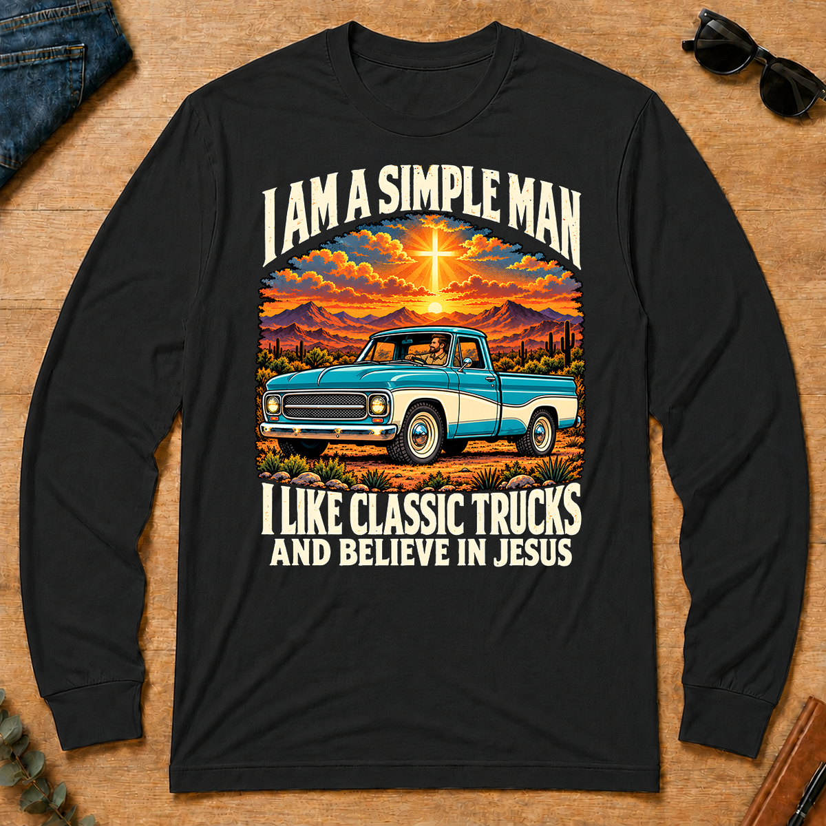 I Like Classic Trucks & Believe In Jesus - black - LST2D-Black
