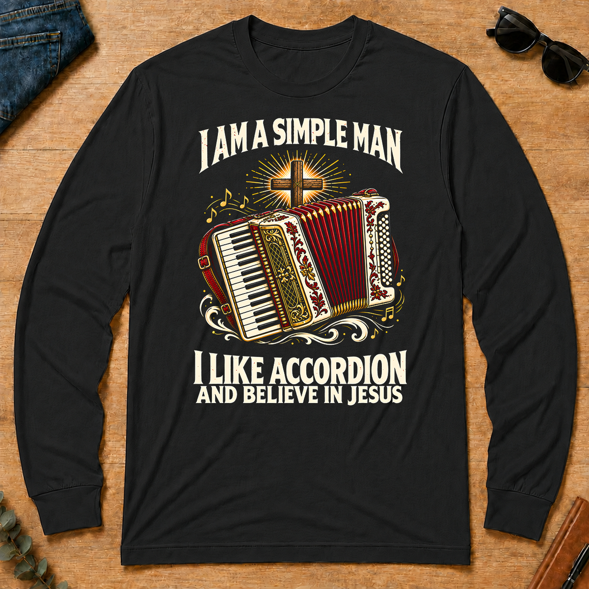 I Like Accordion & Believe In Jesus - black - LST2D-Black