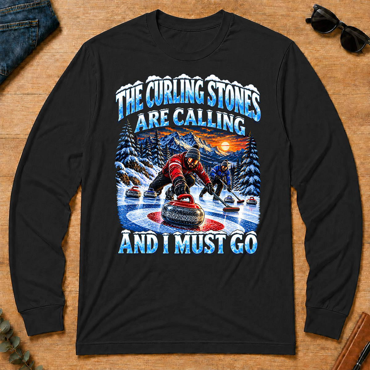 Curling Stones Are Calling And I Must Go - black - LST2D-Black