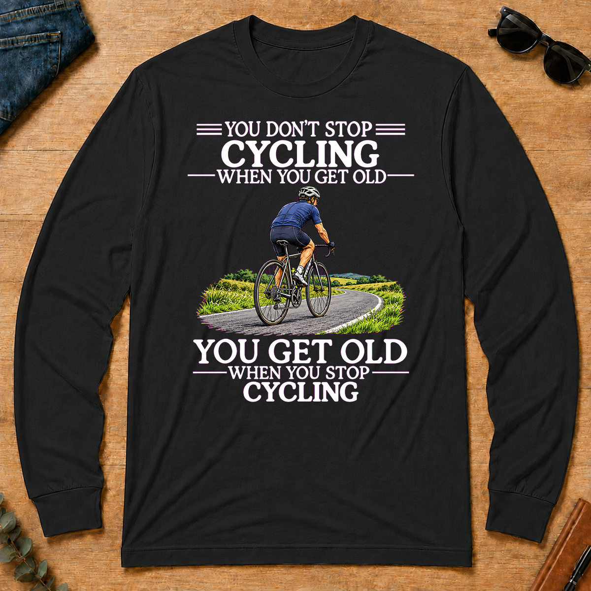 Old Man Don't Stop Cycling - black - LST2D-Black