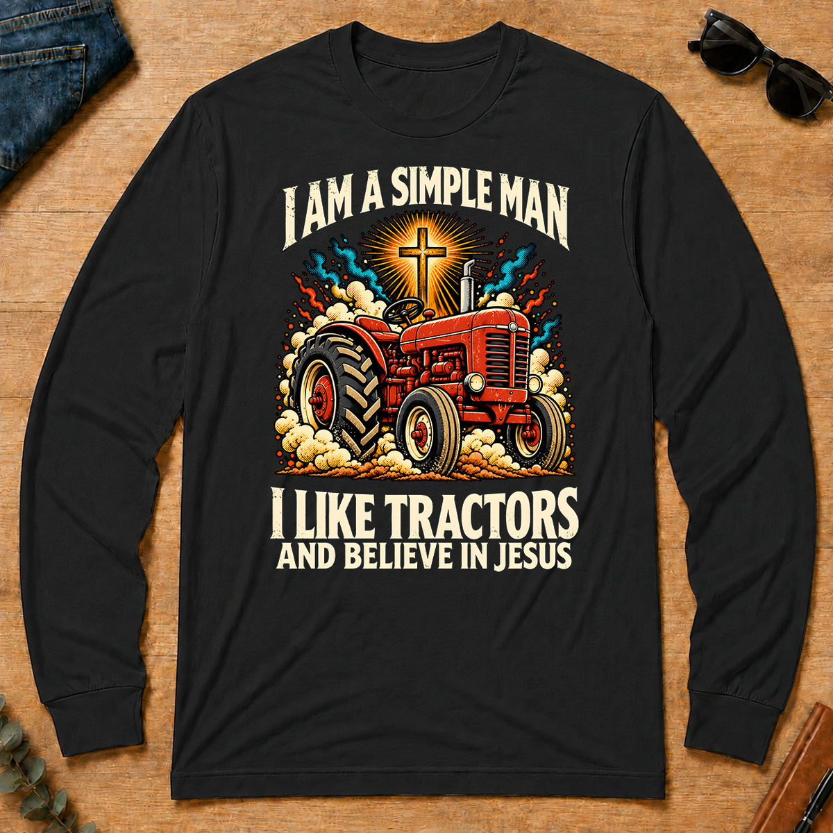 I Like Tractors & Believe In Jesus - black - LST2D-Black