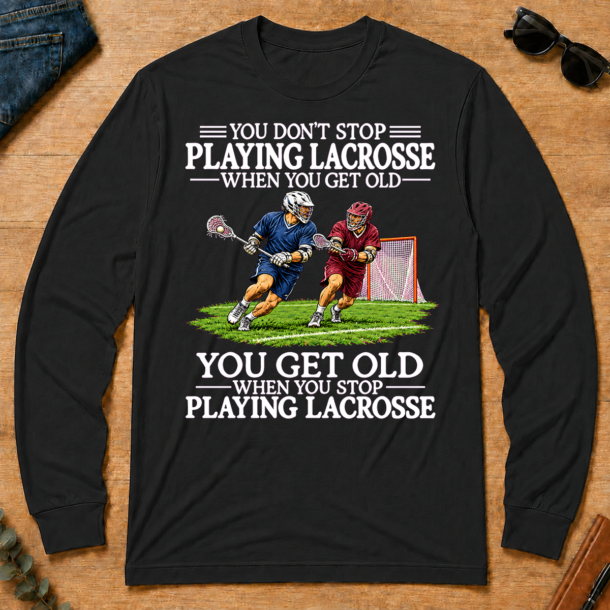Old Man Don't Stop Lacrosse - black - LST2D-Black