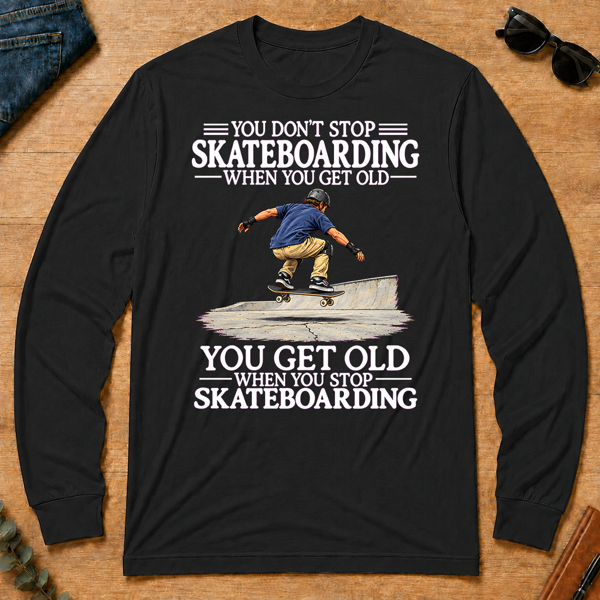 Old Man Don't Stop Skateboarding - black - LST2D-Black