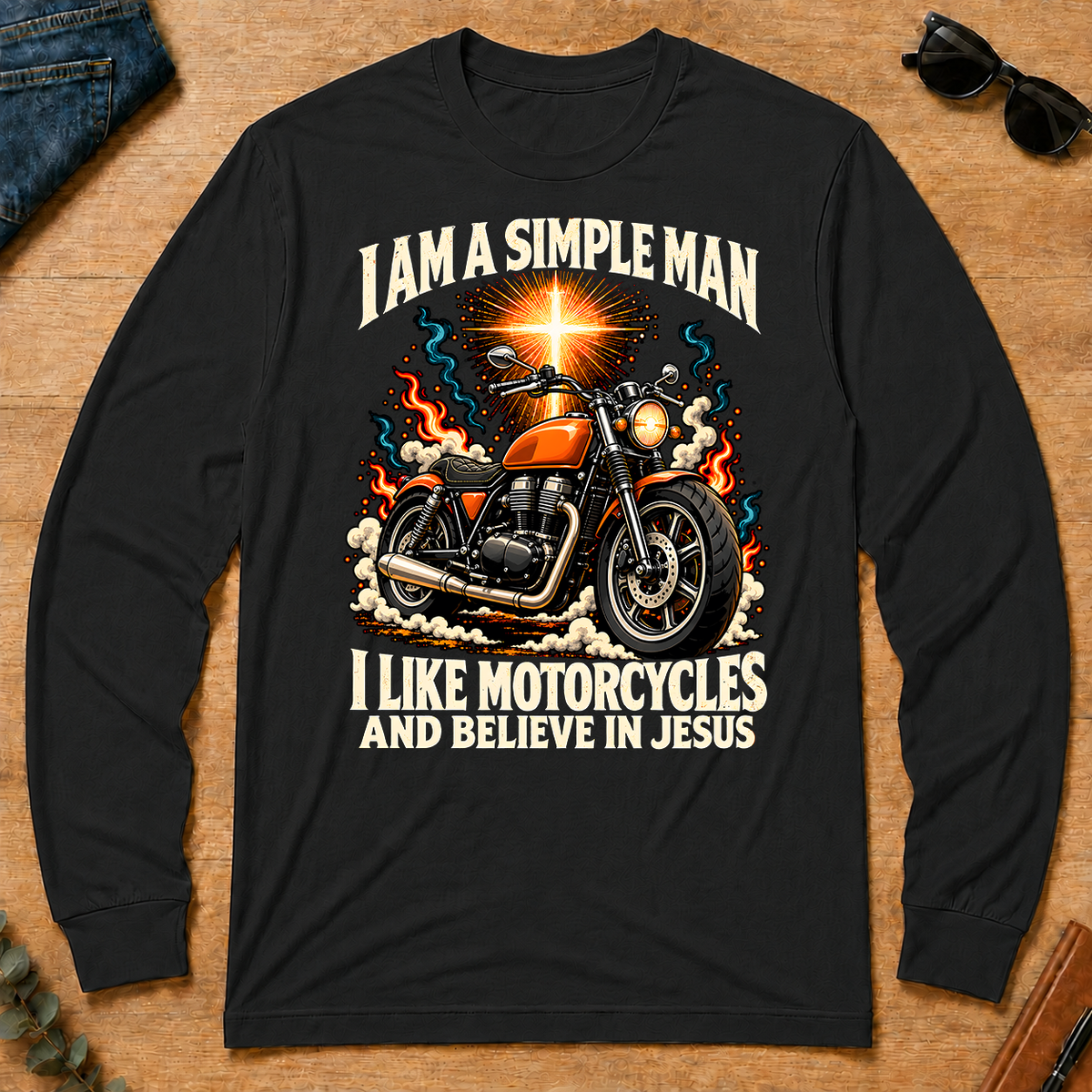 I Like Motorcycles & Believe In Jesus - black - LST2D-Black