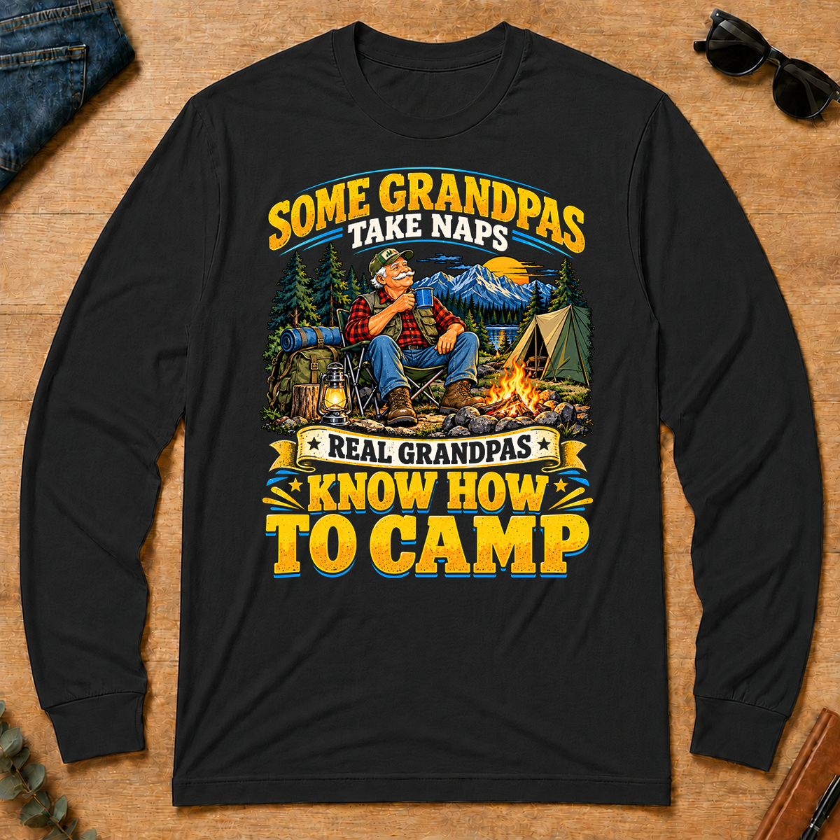 Real Grandpas Know How To Camp - black - LST2D-Black