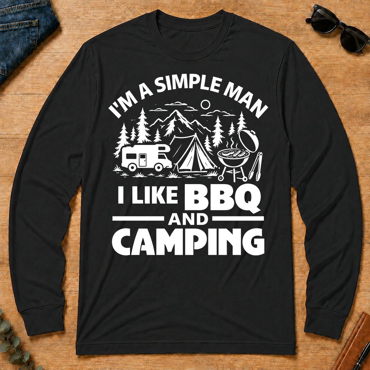 I Like BBQ And Camping - black - LST2D-Black
