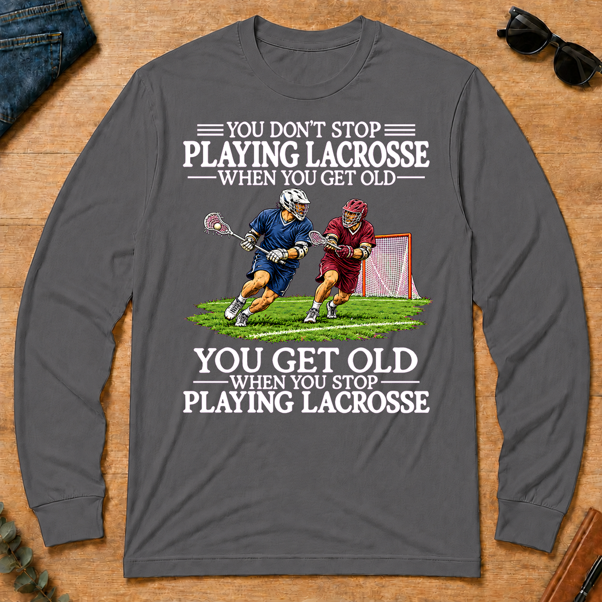 Old Man Don't Stop Lacrosse - charcoal - LST2D-Charcoal