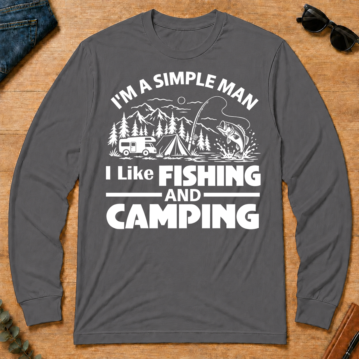I Like Fishing And Camping - charcoal - LST2D-Charcoal